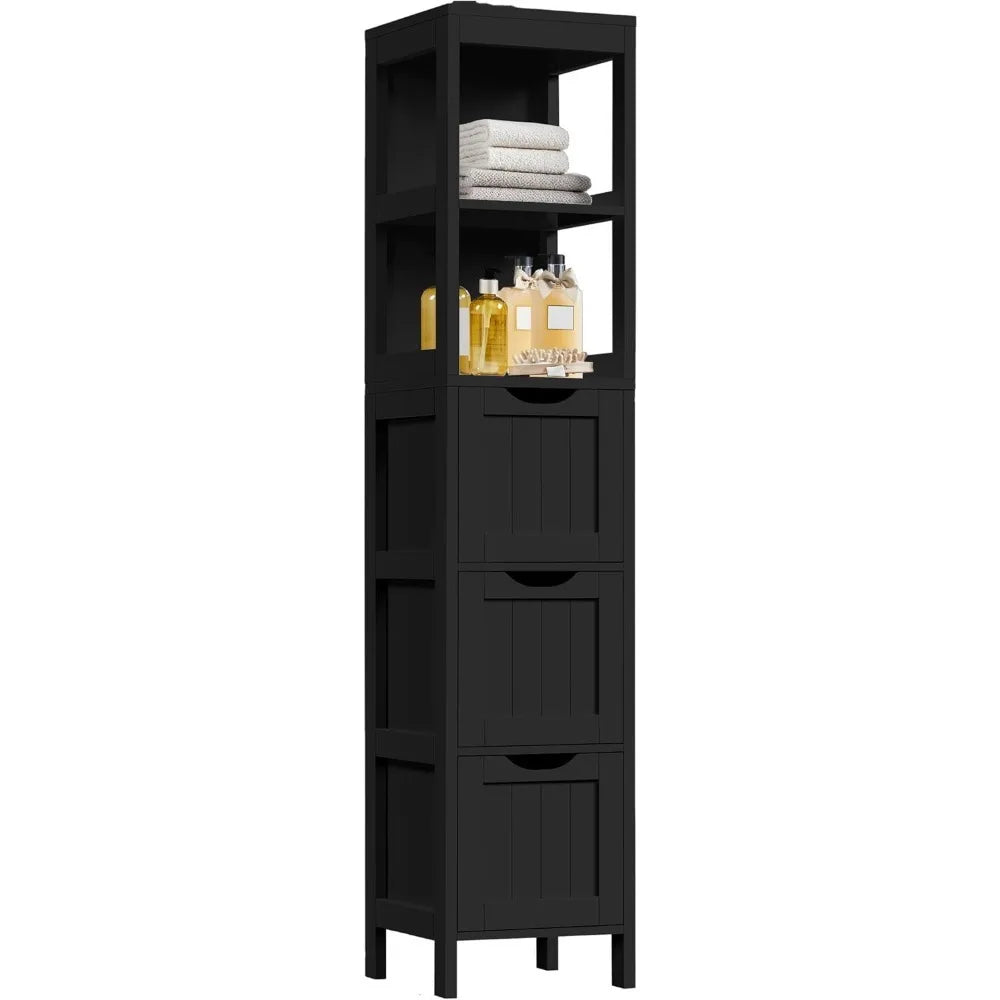 Wooden Bathroom Floor Cabinet With Two Drawers And Organizer