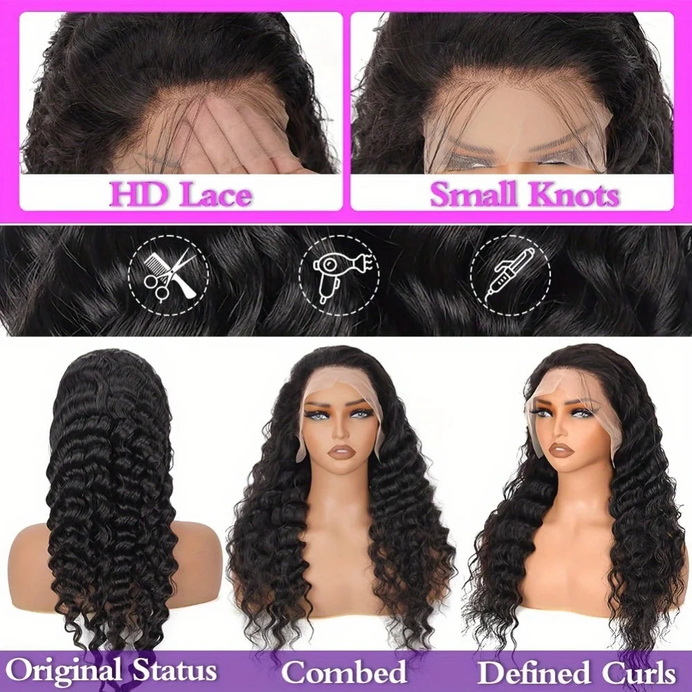 Fiumer Burmese Deep Wave Lace Front Human Hair Wig