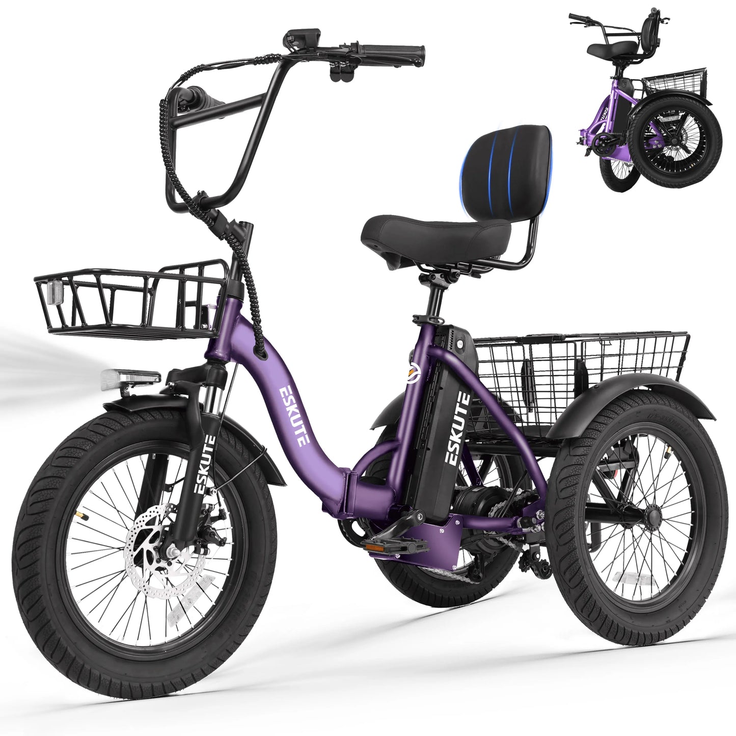 ESKUTE T300 Electric Trike With Foldable Frame And Fat Tires