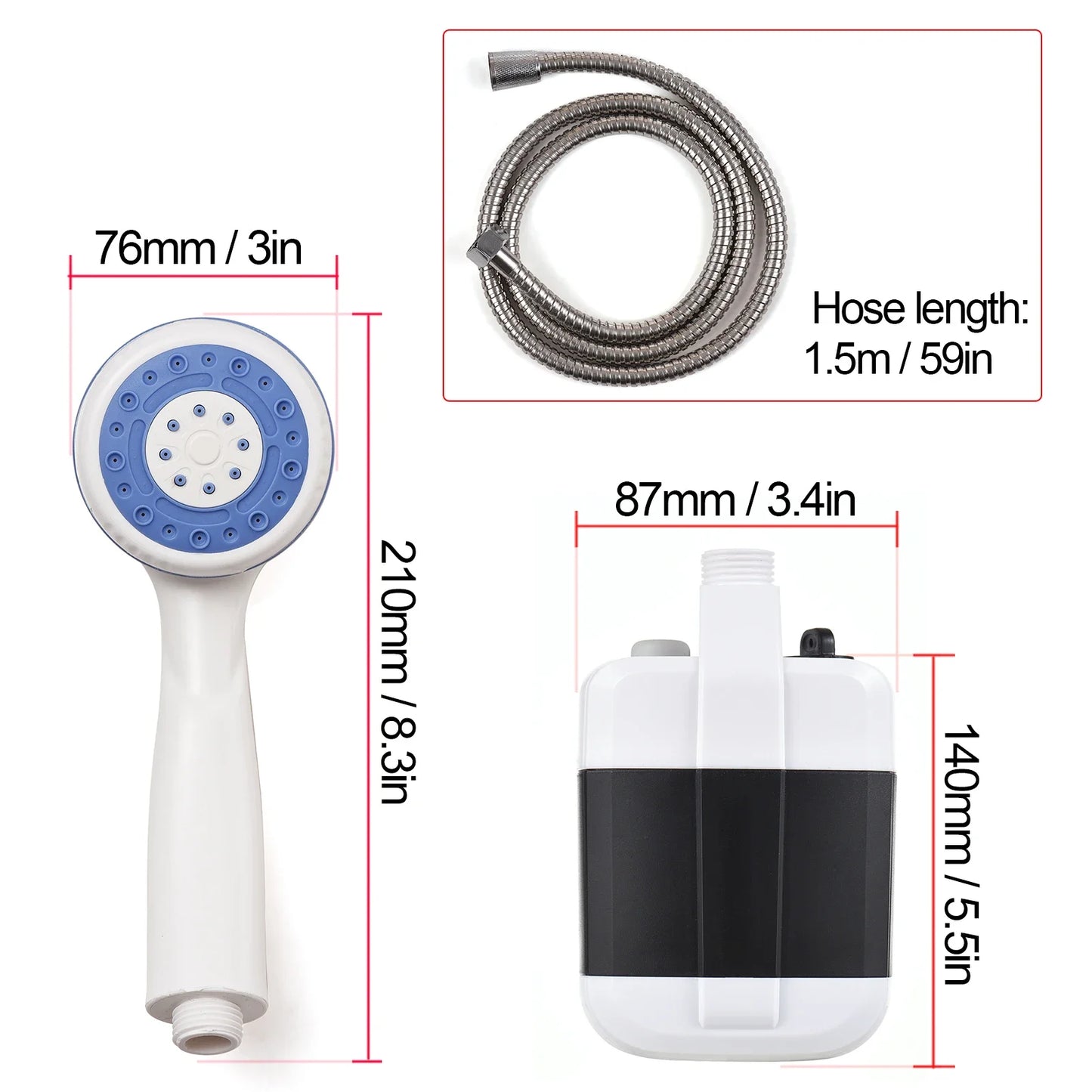 Portable Outdoor Shower For Camping And Travel Rechargeable Electric Pump