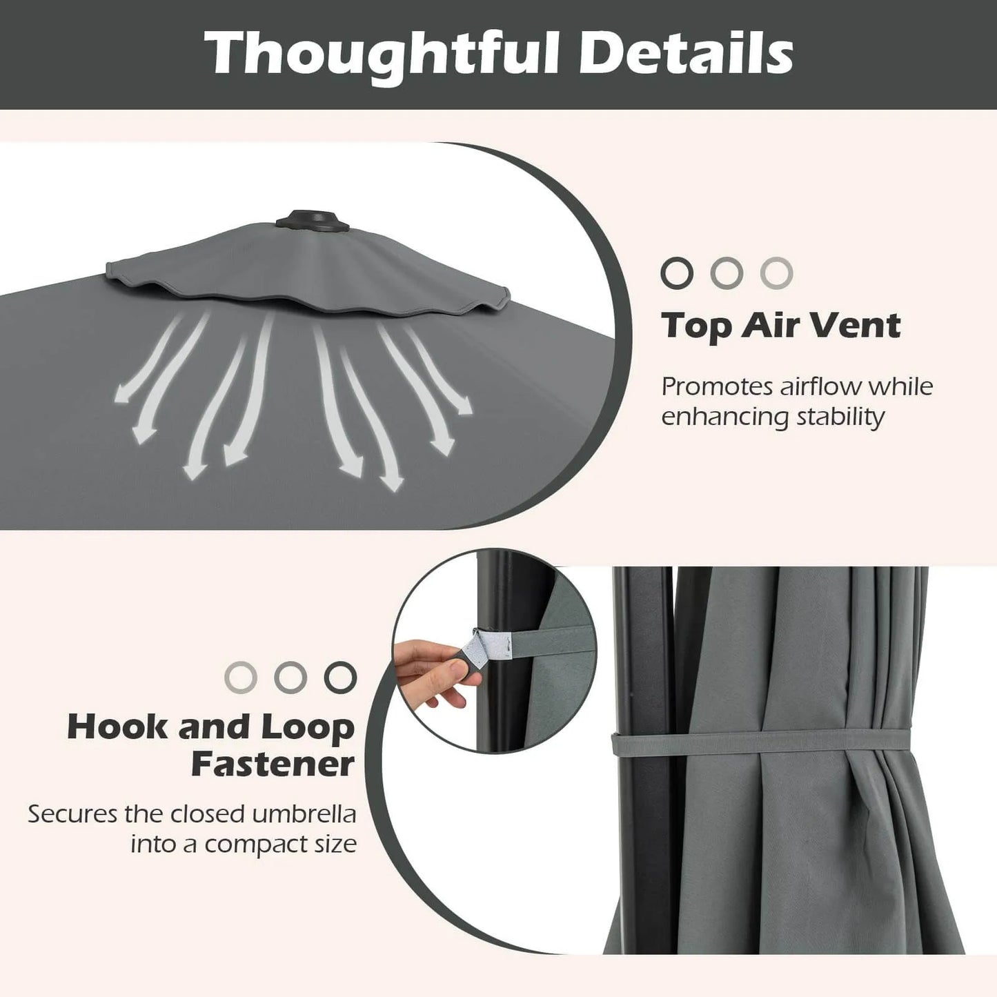 Patio Cantilever Umbrella With Sun Protective Canopy