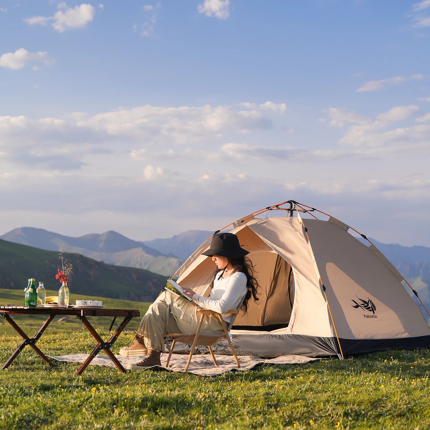 Pakicetus Instant Golden Tent Portable Sun Rain Shelter For Beach And Camping