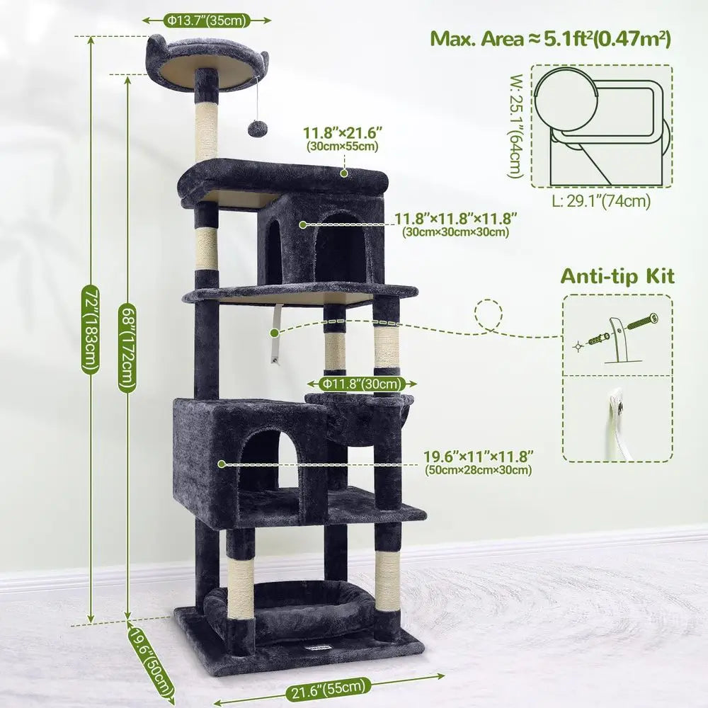 Heavy Duty Cat Tree Large Cats Durable Indoor Cat Tower