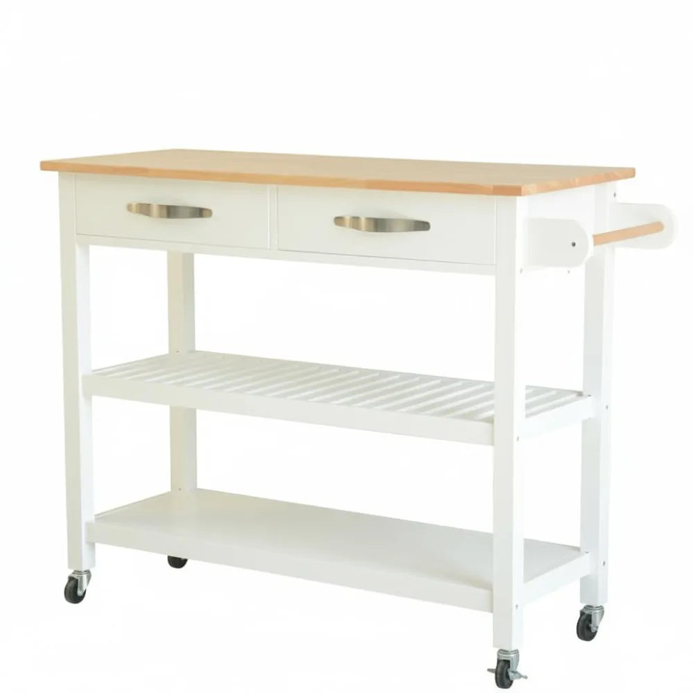 Rolling Kitchen Island Cart With Drawers And Towel Rack