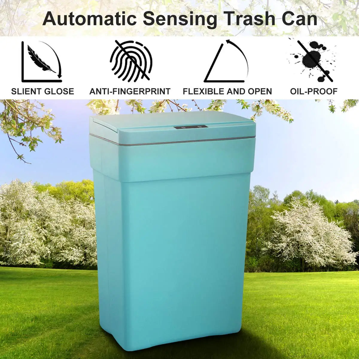 Touchless Motion Sensor Trash Can Plastic Kitchen Waste Bin