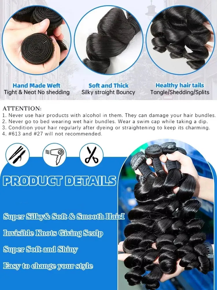 Smilegirl Remy Brazilian Virgin Loose Wave Hair Bundles Extensions