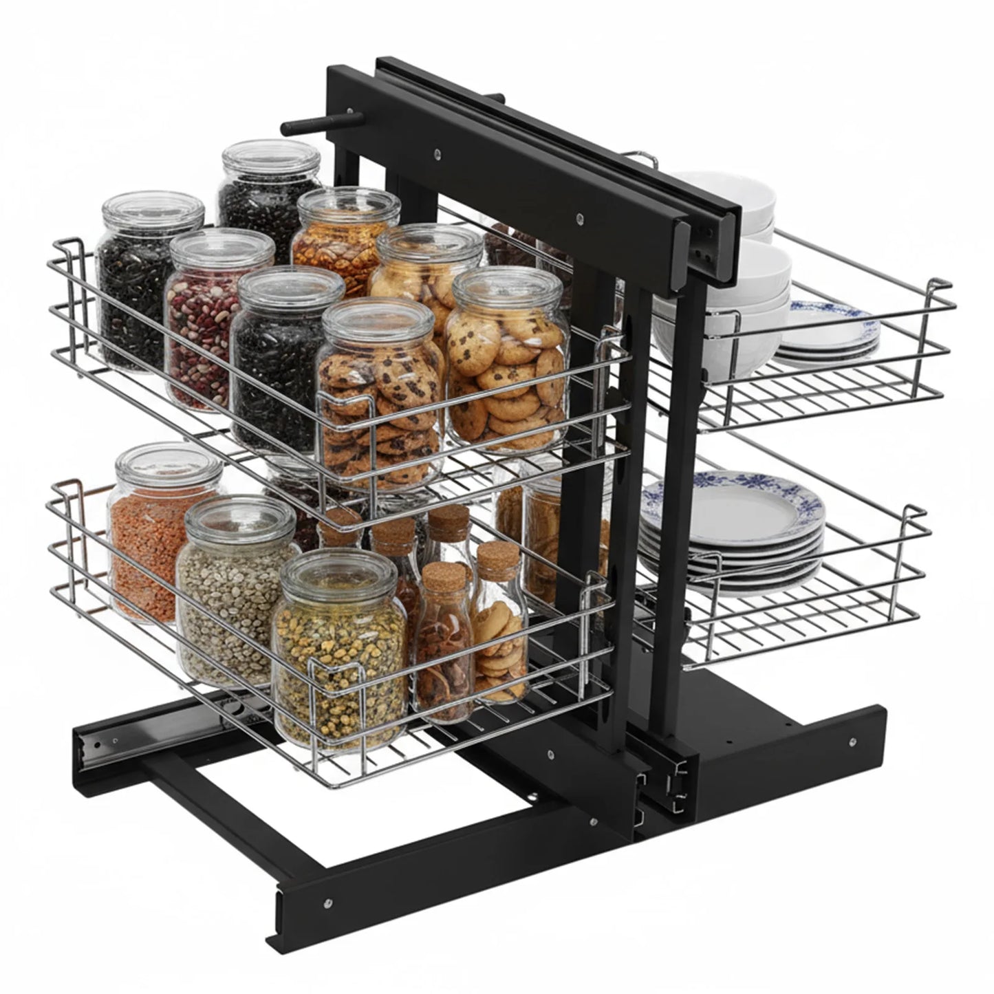 LAIMANEI Corner Pull Out Basket Double Layer Kitchen Cabinet Organizer