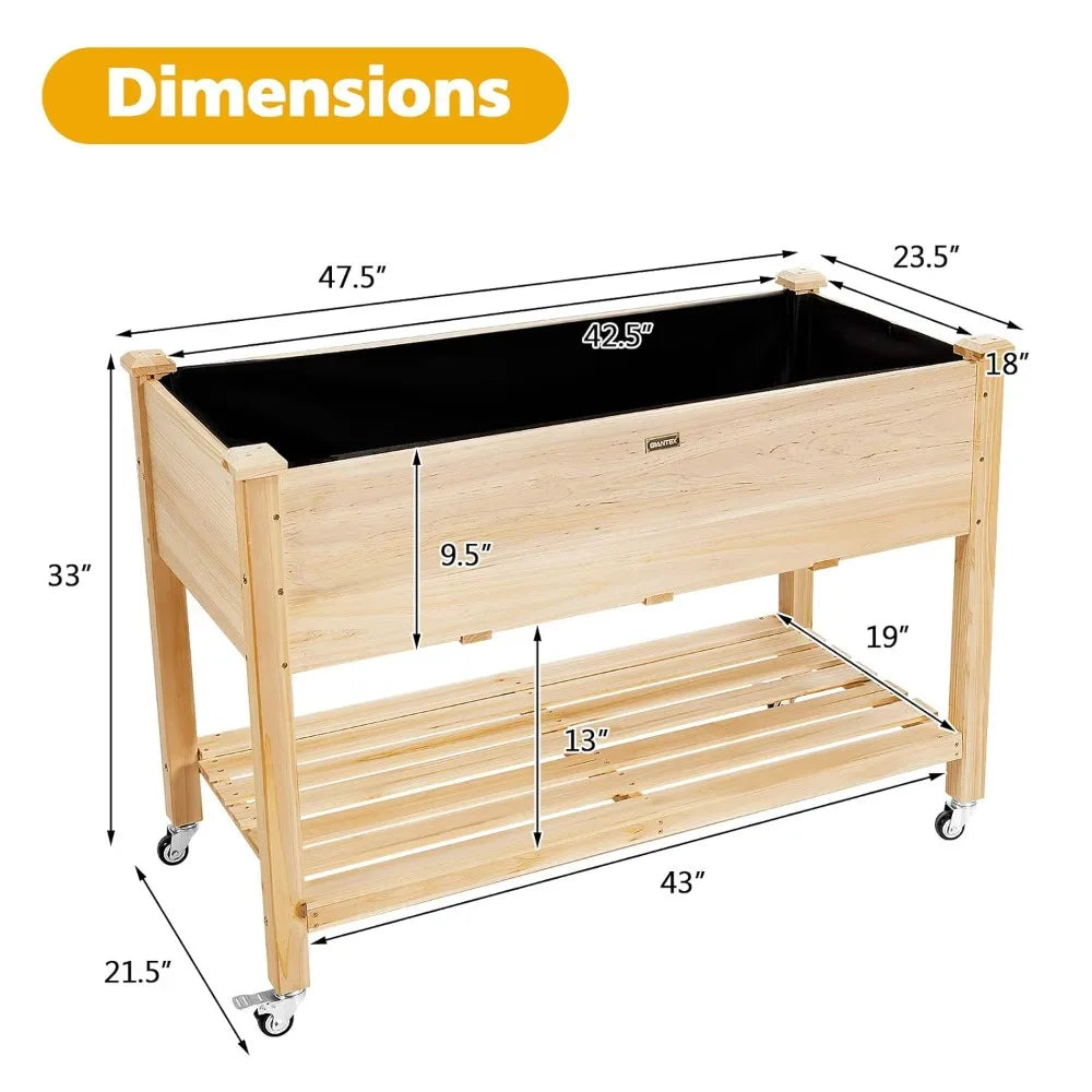 Raised Garden Bed On Wheels Wood Planter Box With Legs