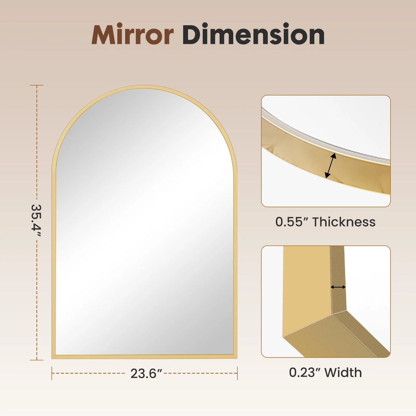 JHK Arched Metal Framed Bathroom Mirror for Wall and Entryway