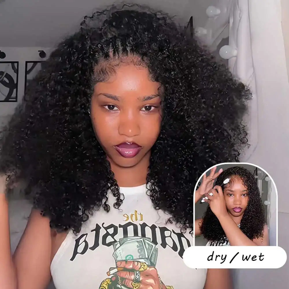 BUNGIOL Jerry Curly Half Wig Human Hair Clip In Glueless