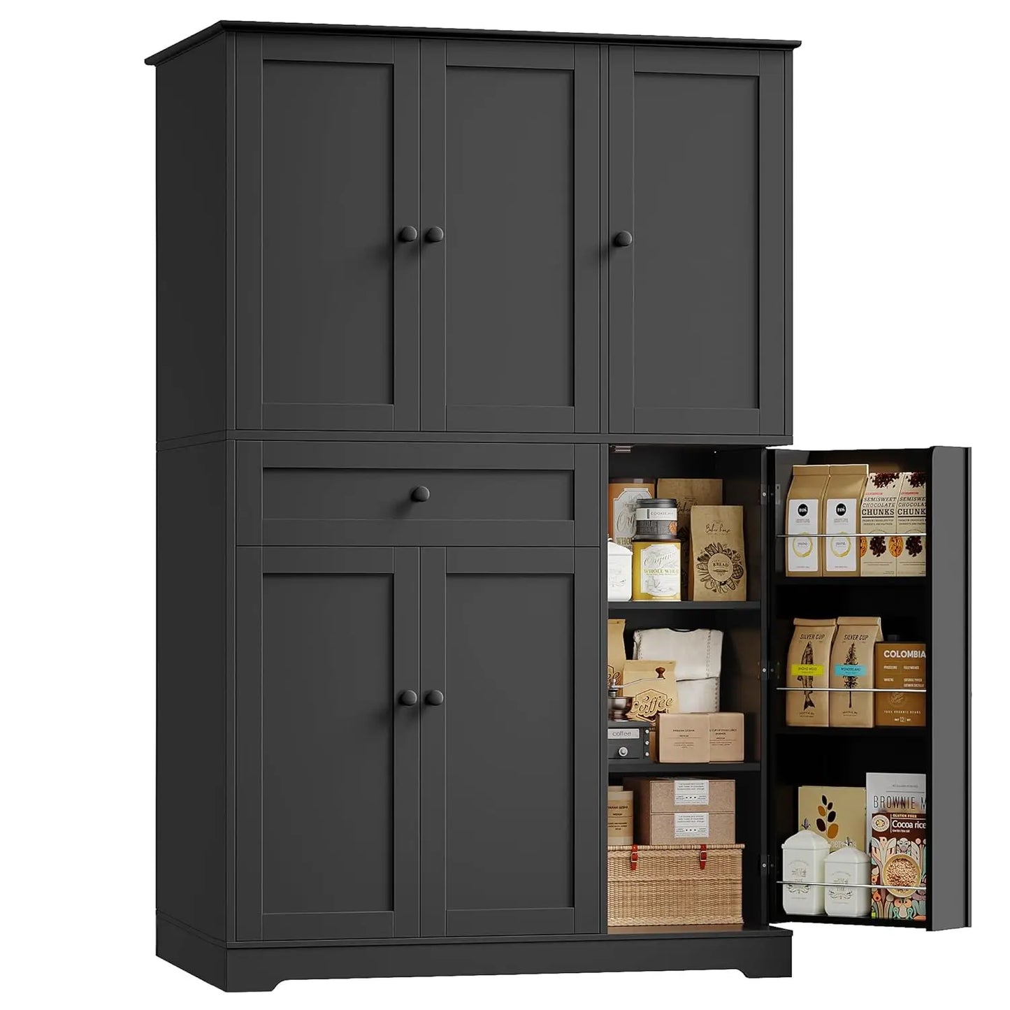 HUANZHUANG Modern Kitchen Pantry Cabinet Freestanding With Doors And Shelves
