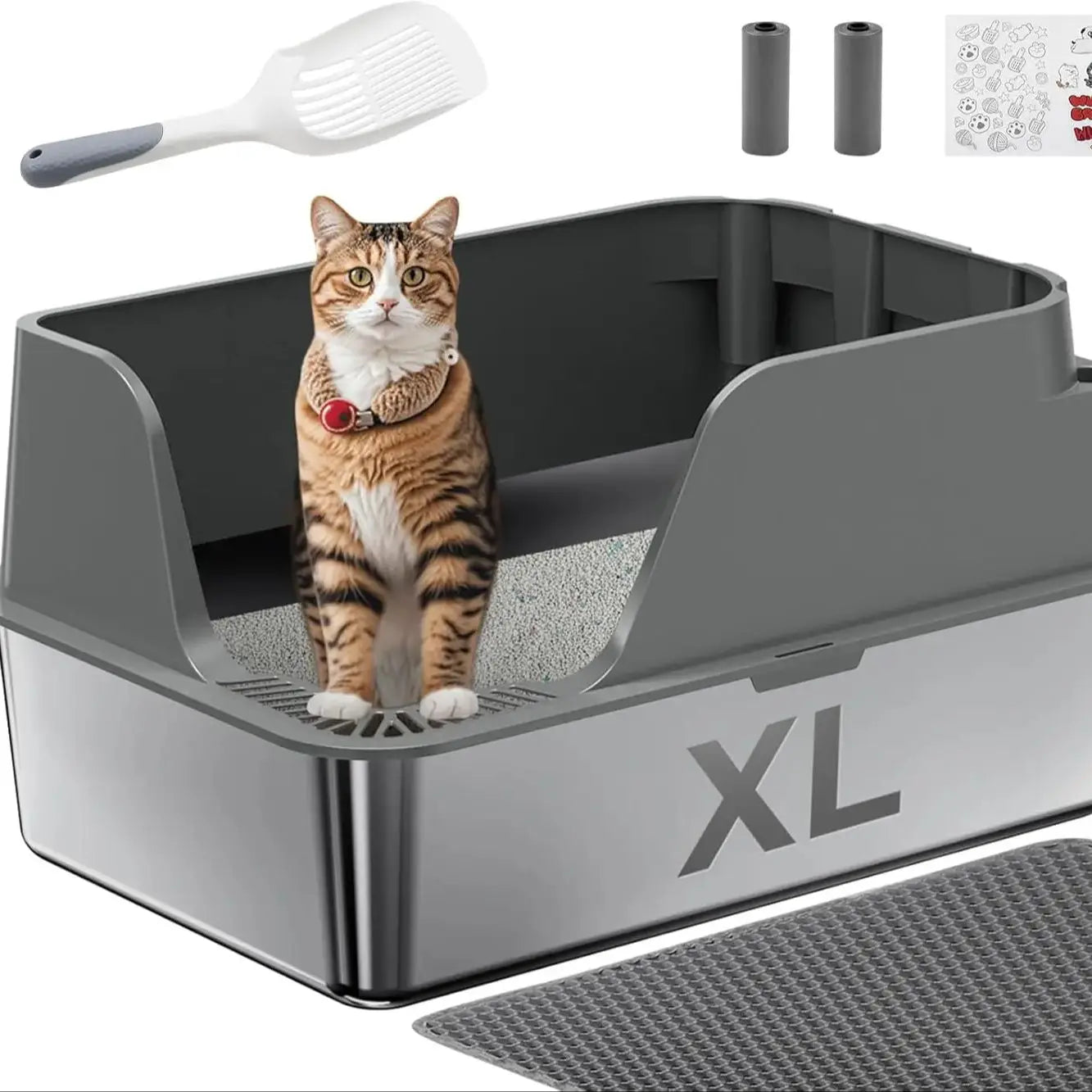 Stainless Steel Cat Litter Box Splash-Proof And Leak-Proof Design