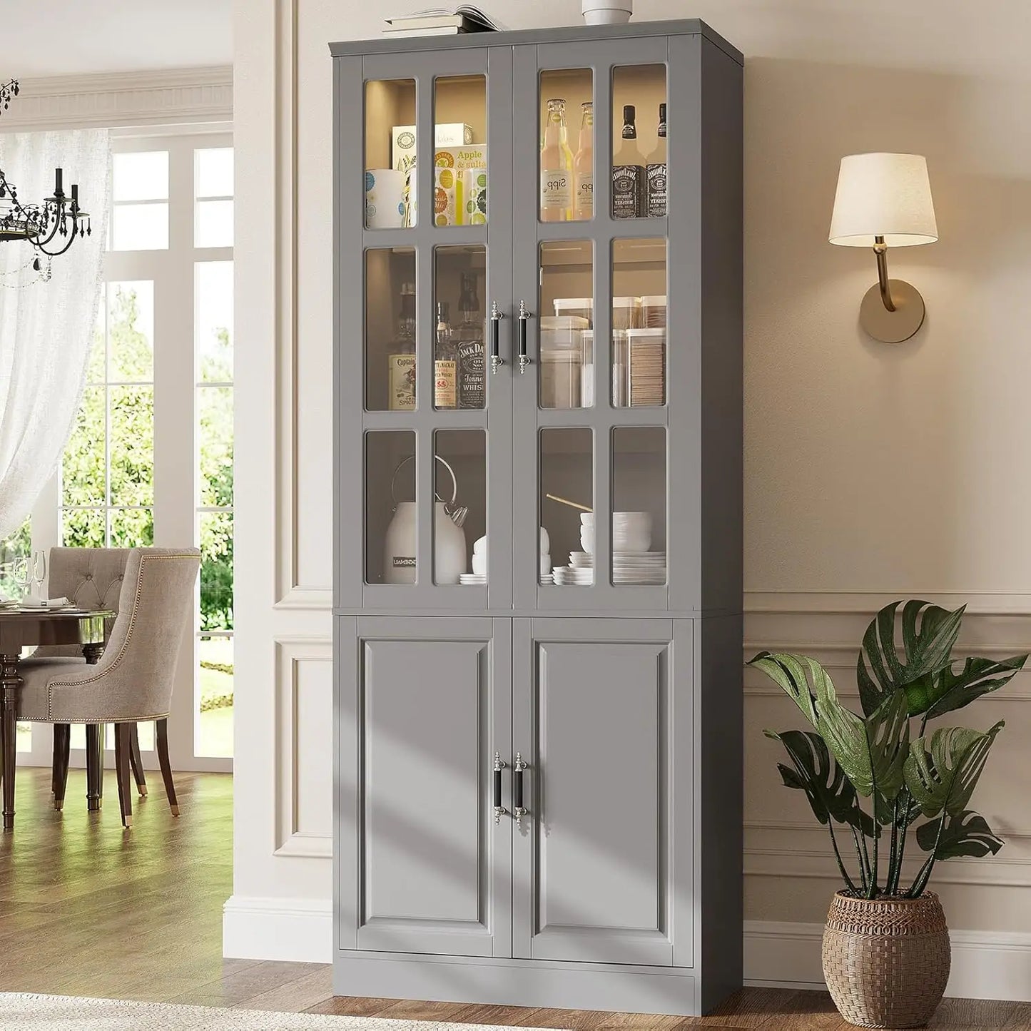 Guangbai Pantry Storage Cabinet With LED Lights