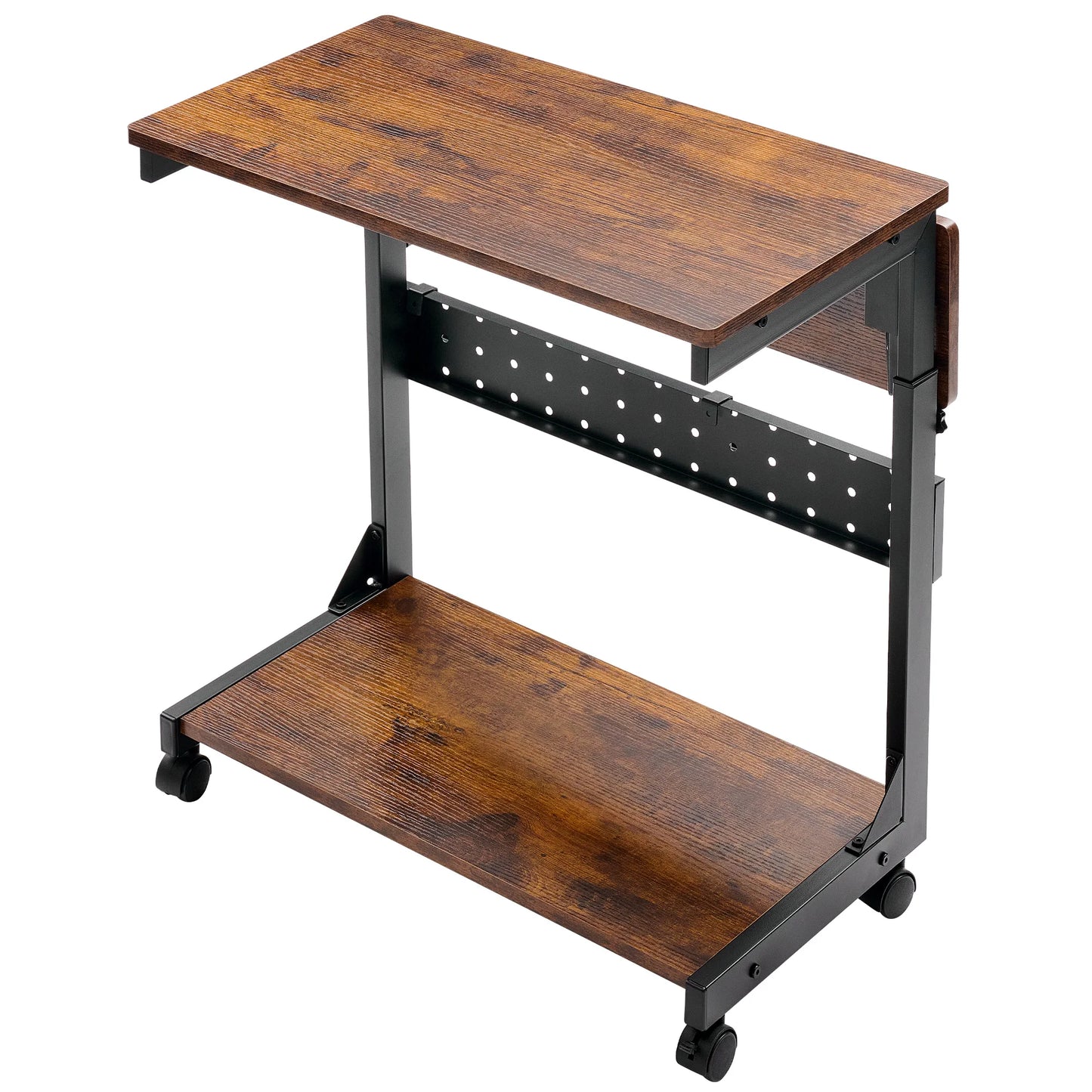JHK 2 Tier Mobile Standing Sofa Desk With Folding Panel