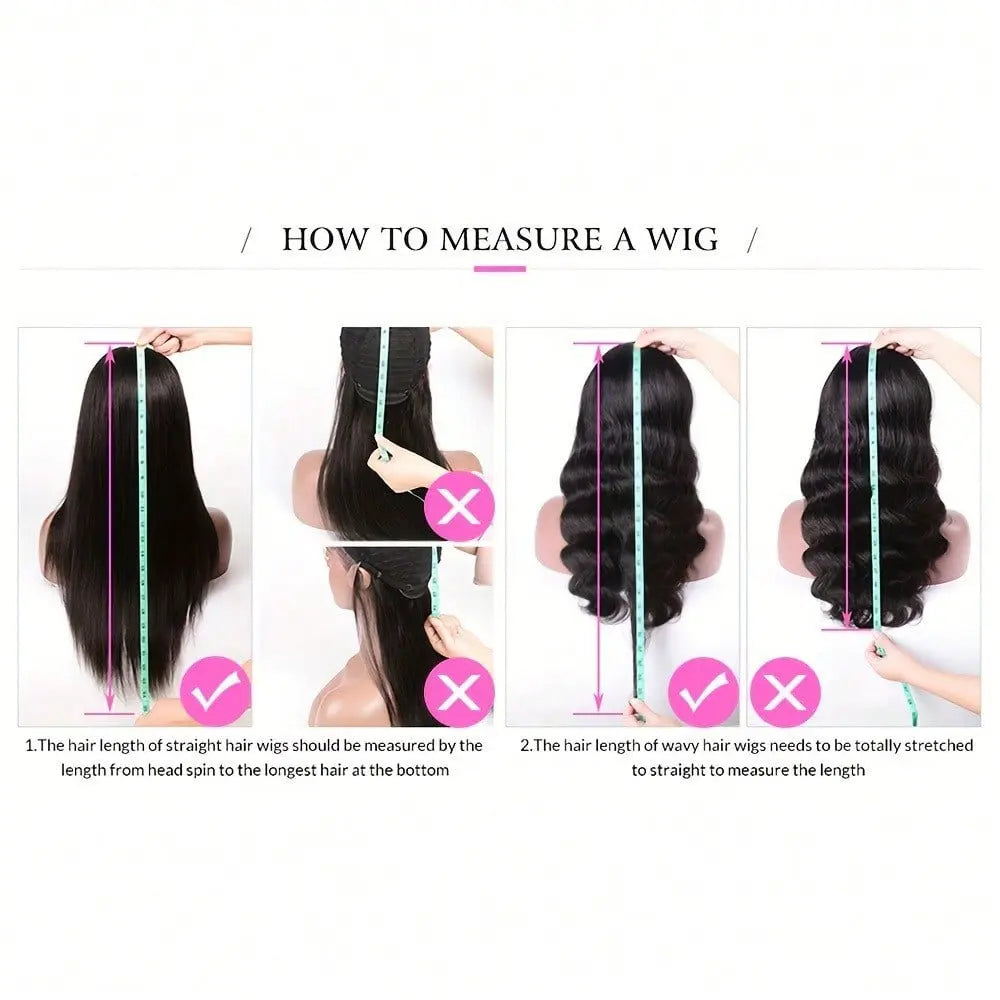 LETMIEO 250 Density Straight Transparent Lace Front Wig Human Hair