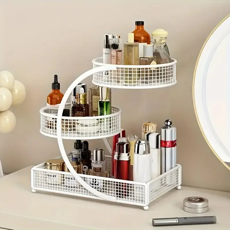 Makeup Organizer Countertop Three Tier Iron Vanity Storage Holder