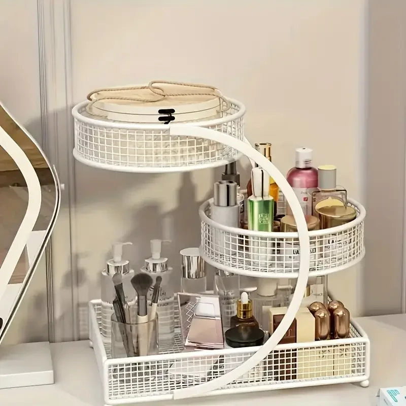 Makeup Organizer Countertop Three Tier Iron Vanity Storage Holder