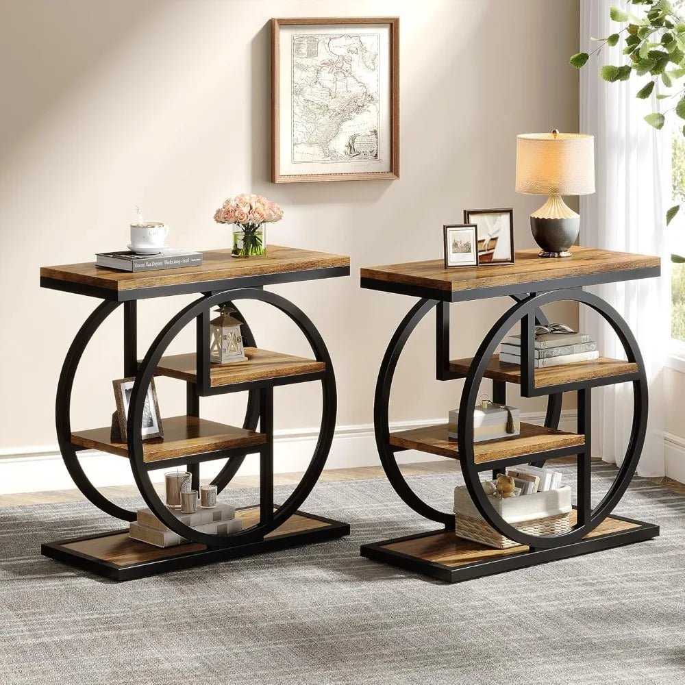 Modern Faux Marble End Table With Gold Metal Frame 4-Tier