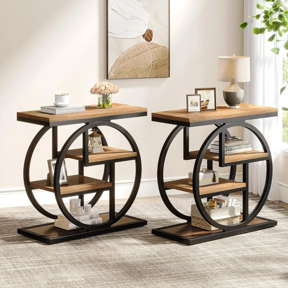 Modern Faux Marble End Table With Gold Metal Frame 4-Tier