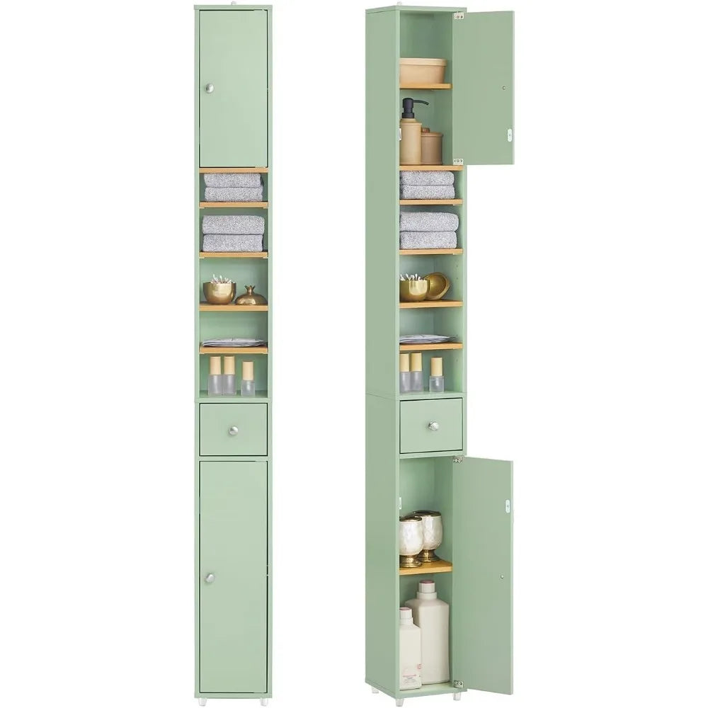 Tall Narrow Storage Cabinet With Adjustable Shelves Floor Standing