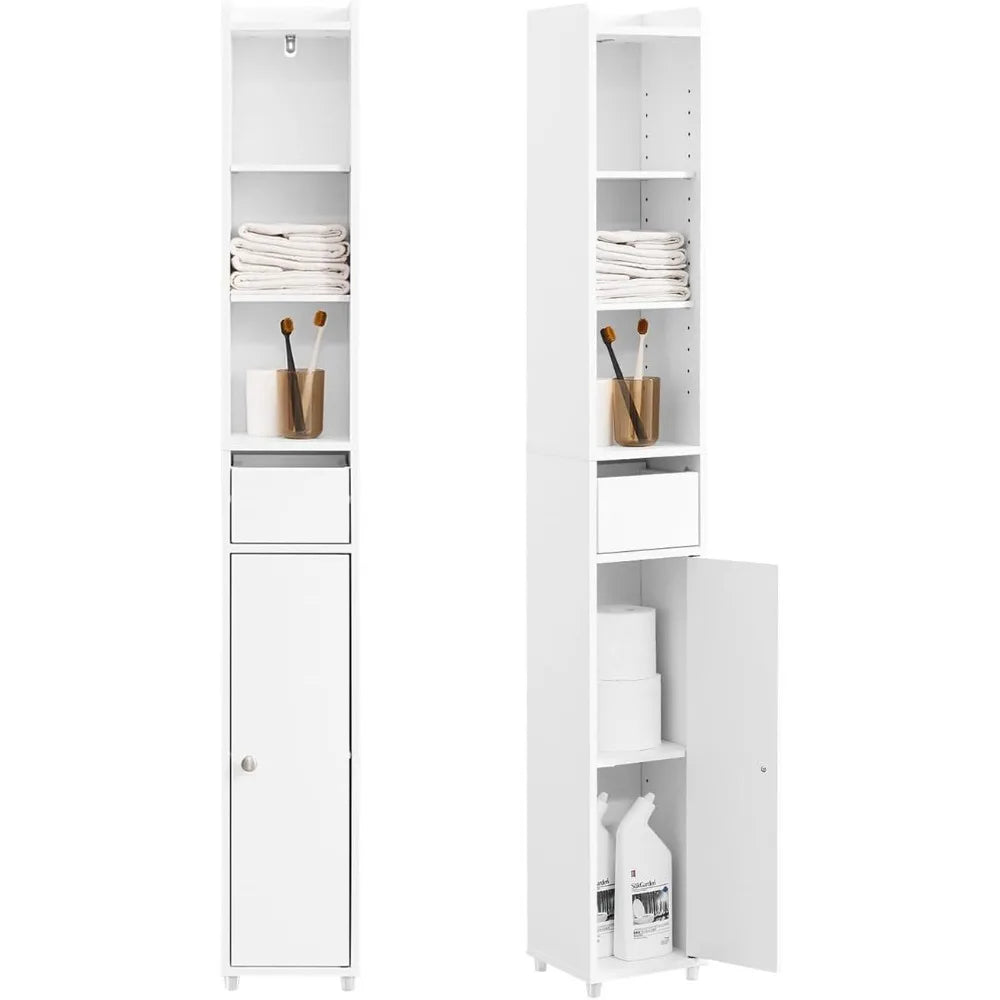 Tall Narrow Storage Cabinet With Adjustable Shelves Floor Standing