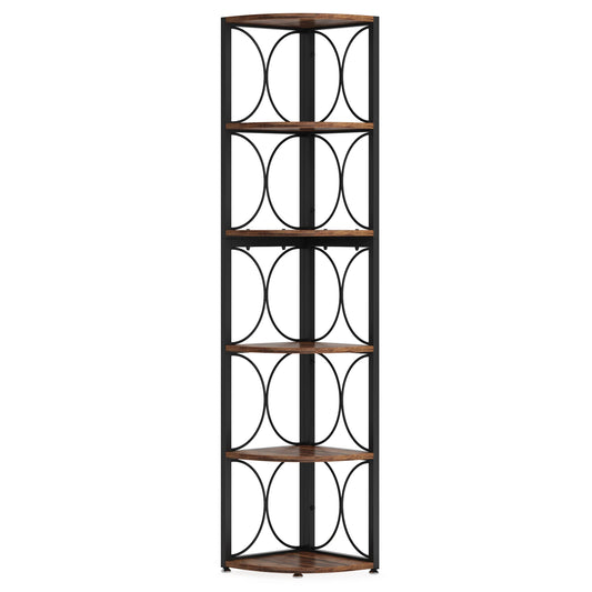 Tribesigns Six-Tier Tall Corner Shelf Bookcase Storage Unit