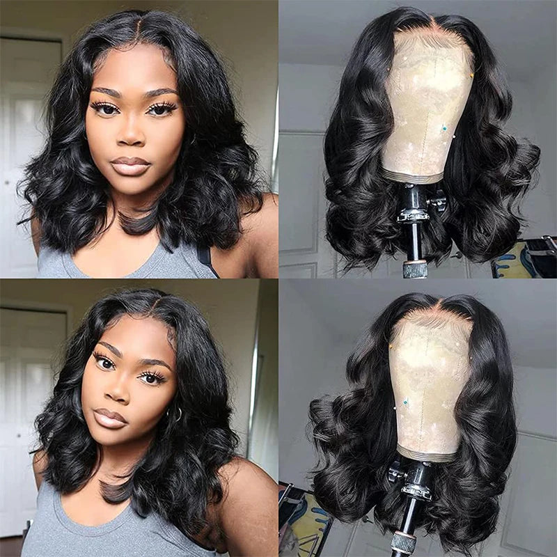 ZZMDS Body Wave Short Bob Wig Lace Front Brazilian Hair