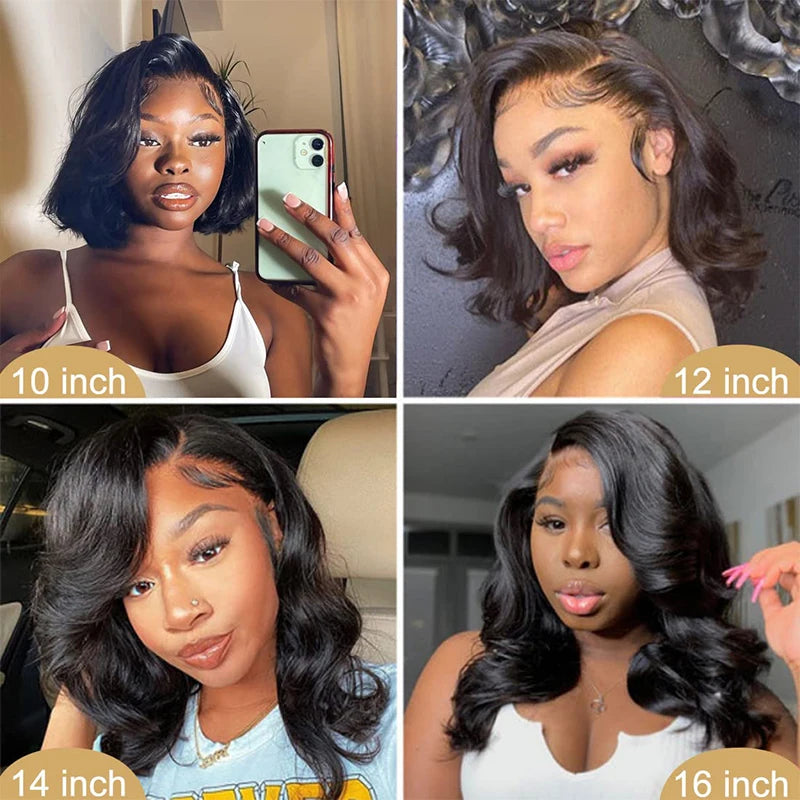 ZZMDS Body Wave Short Bob Wig Lace Front Brazilian Hair
