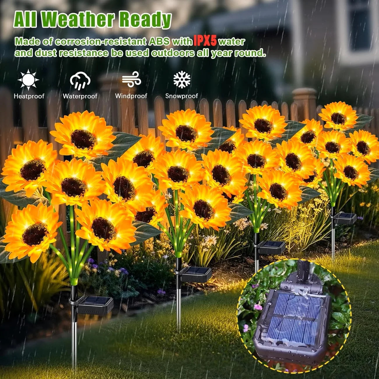 Waterproof Solar Sunflower Garden Lights Outdoor Decor
