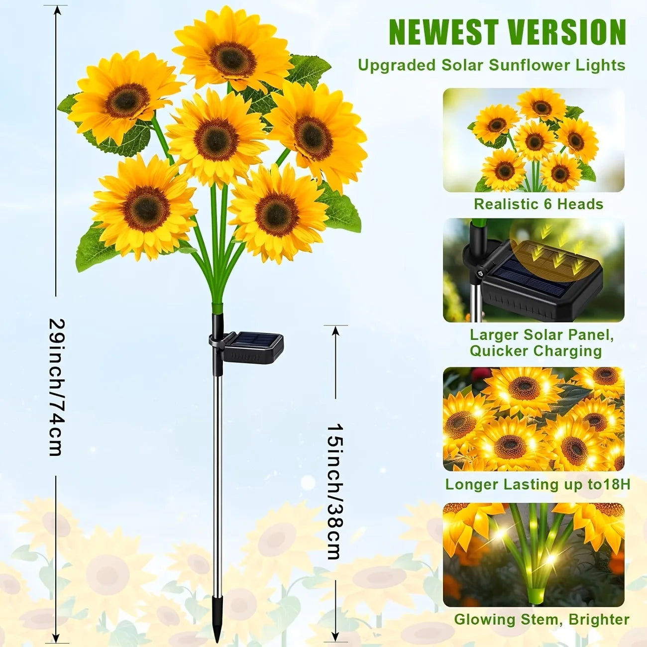 Waterproof Solar Sunflower Garden Lights Outdoor Decor