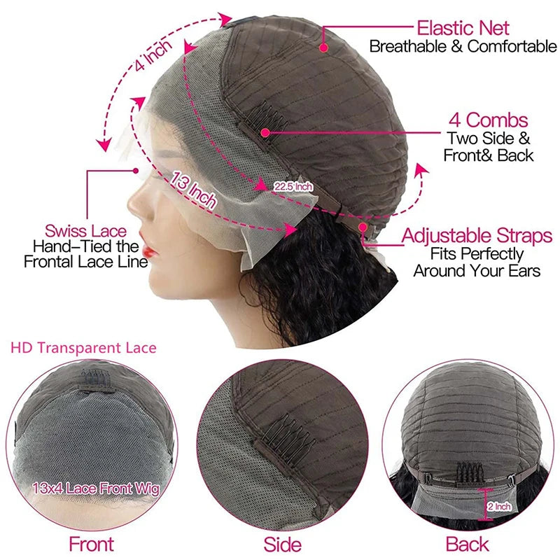 ZZMDS Body Wave Short Bob Wig Lace Front Brazilian Hair