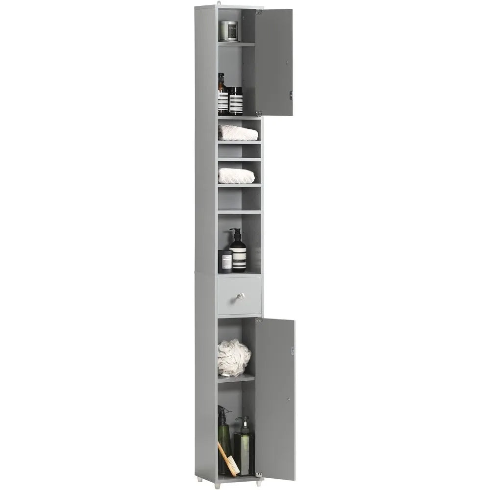 Tall Narrow Storage Cabinet With Adjustable Shelves Floor Standing