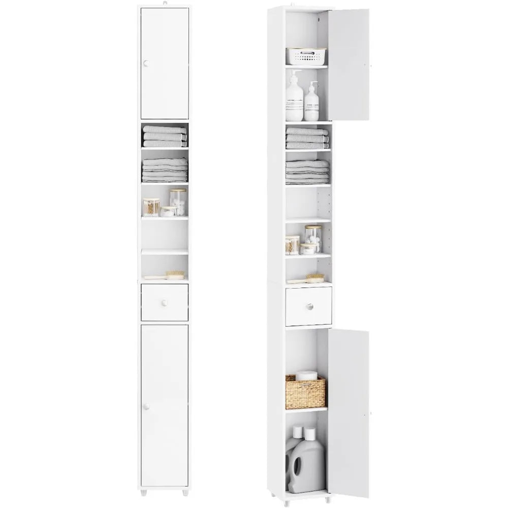 Tall Narrow Storage Cabinet With Adjustable Shelves Floor Standing