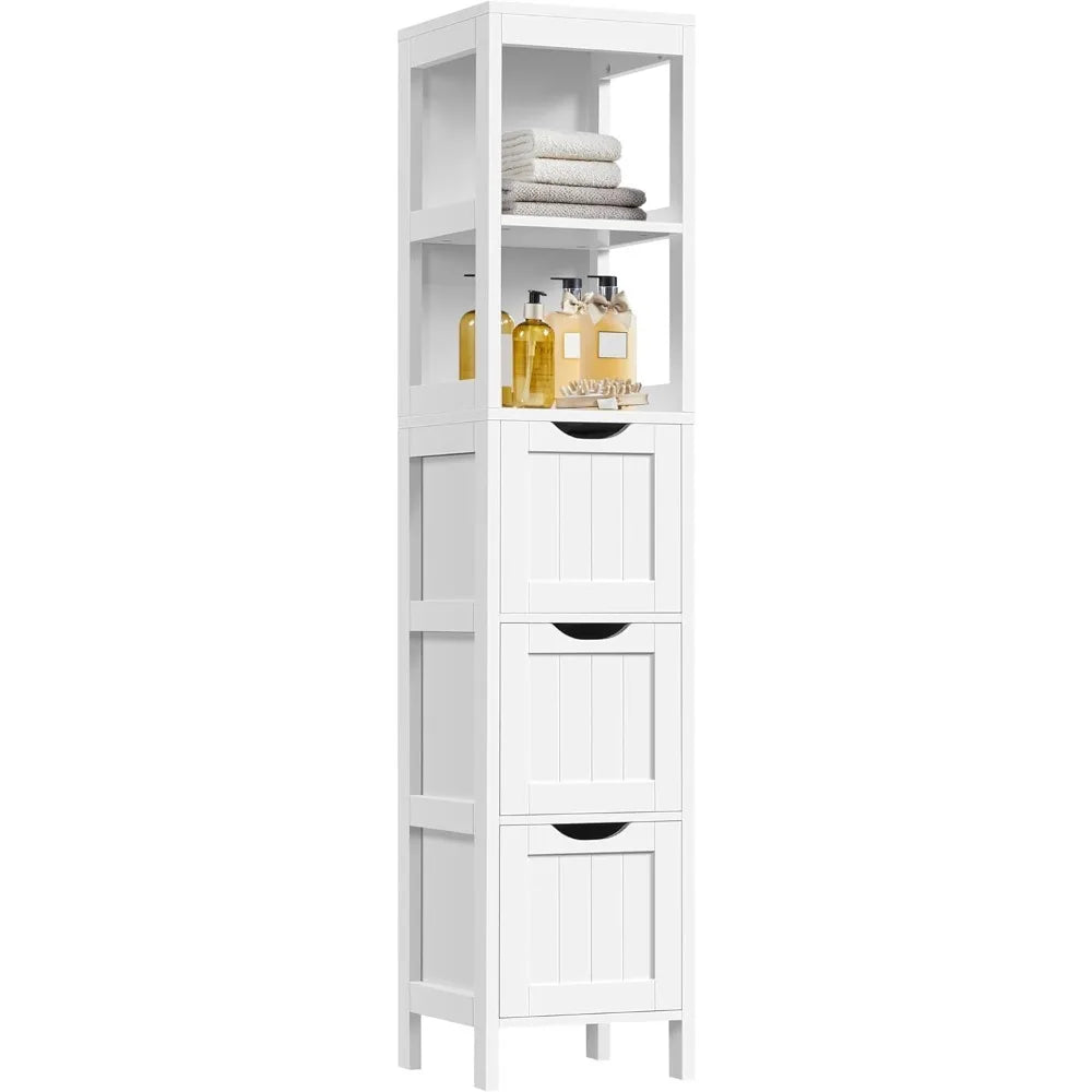 Wooden Bathroom Floor Cabinet With Two Drawers And Organizer