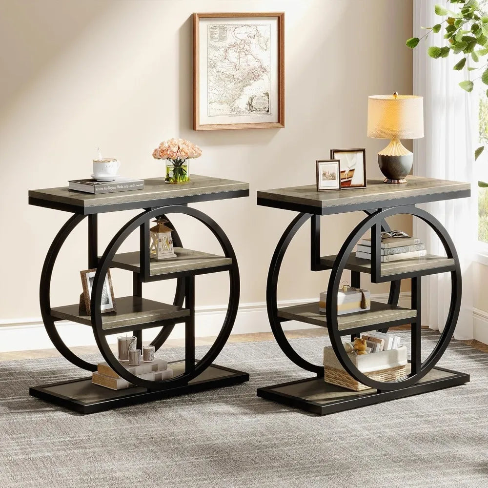 Modern Faux Marble End Table With Gold Metal Frame 4-Tier