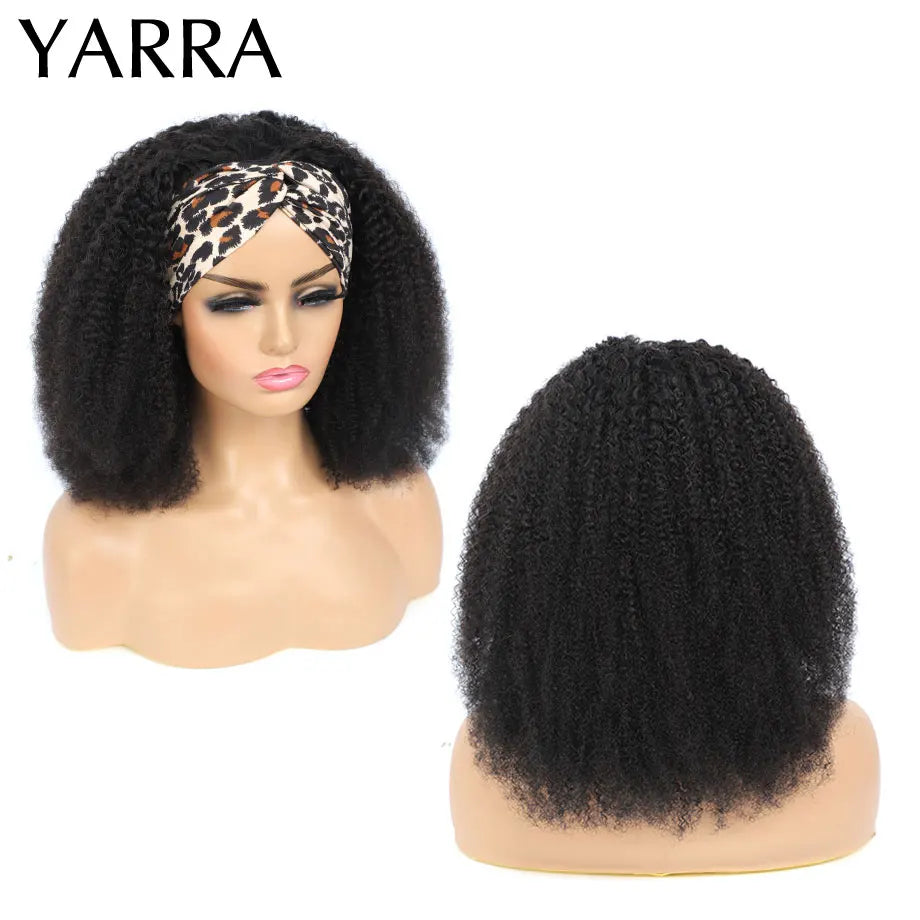YARRA Afro Kinky Curly Headband Wig Glueless Human Hair Remy Brazilian