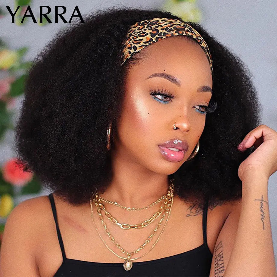 YARRA Afro Kinky Curly Headband Wig Glueless Human Hair Remy Brazilian