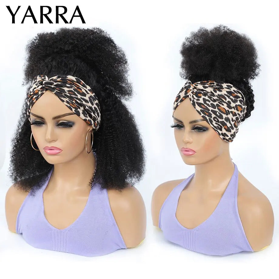 YARRA Afro Kinky Curly Headband Wig Glueless Human Hair Remy Brazilian