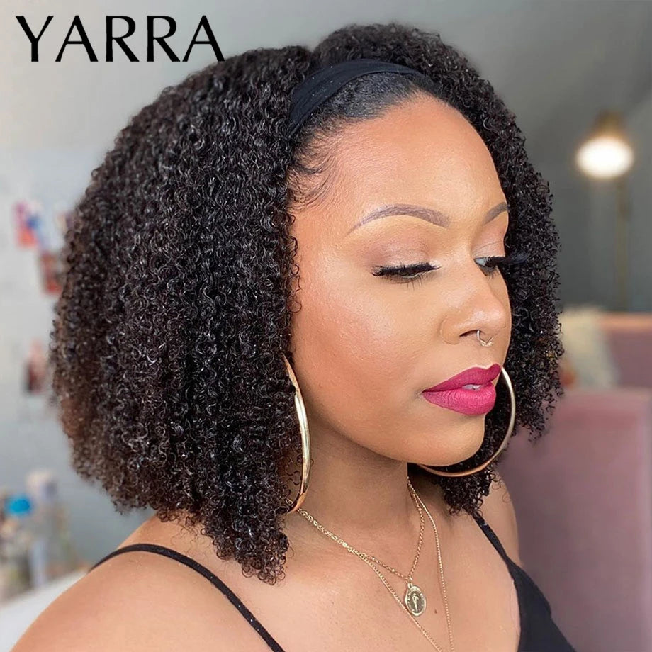 YARRA Afro Kinky Curly Headband Wig Glueless Human Hair Remy Brazilian