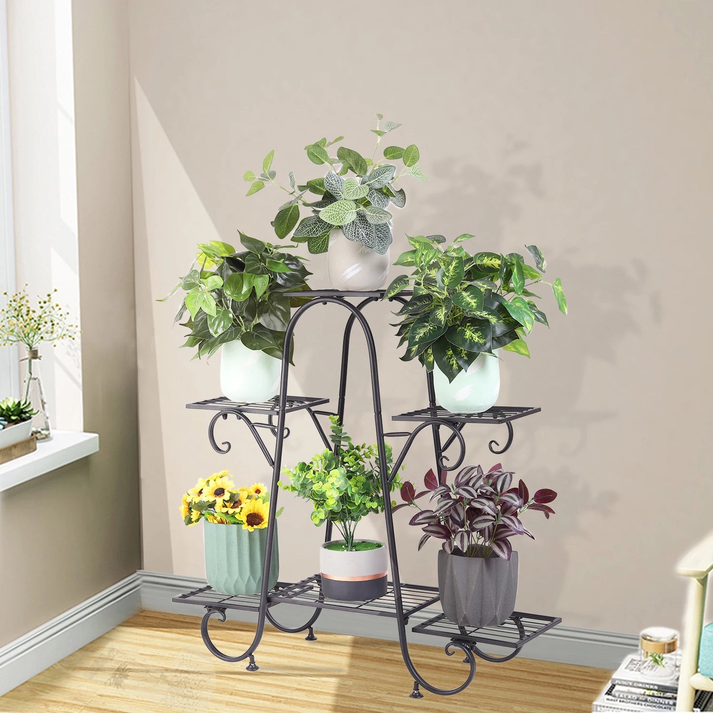 BINGOPAW 6-Tier Indoor Outdoor Plant Stand Metal Rack