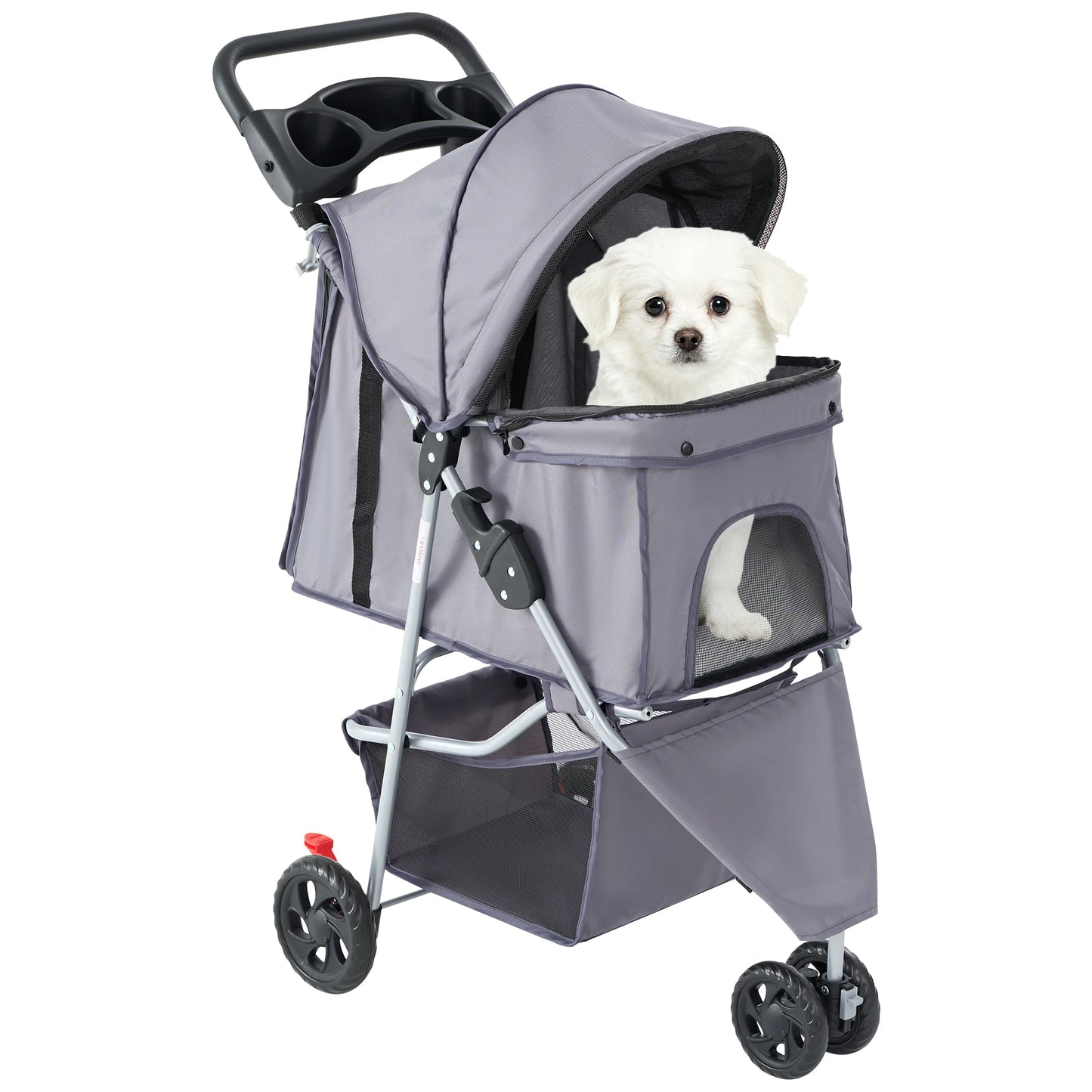 Three-Wheel Foldable Pet Stroller For Small Dogs And Cats