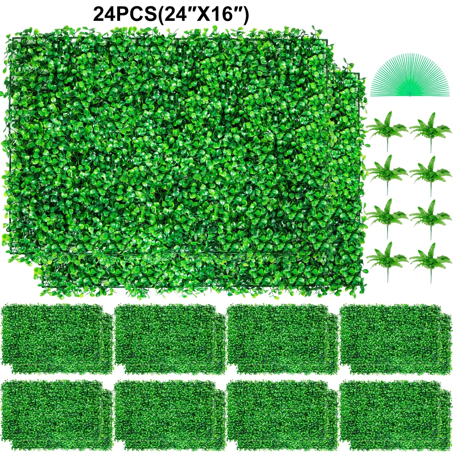 SucceBuy Artificial Boxwood Panels UV 24pcs Hedge Wall Backdrop
