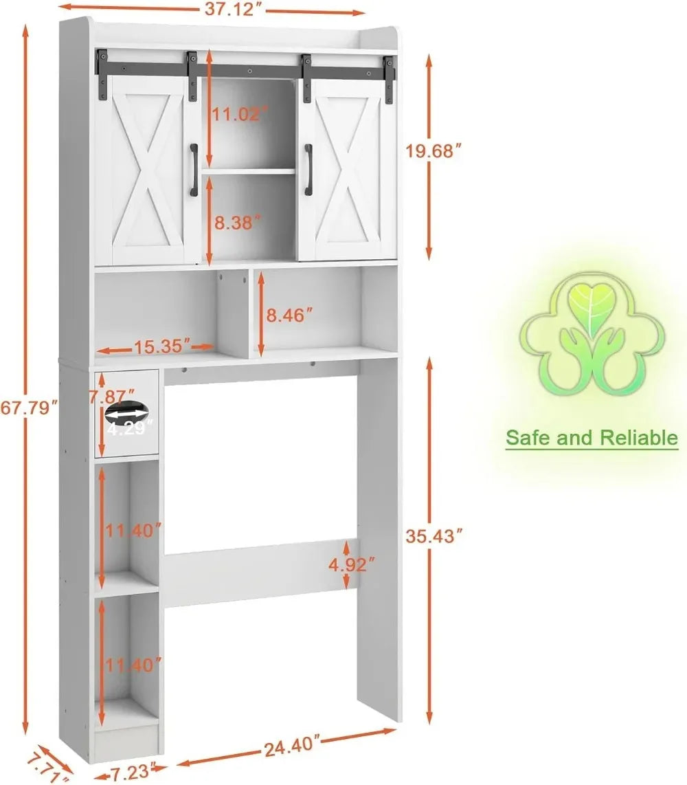 Farmhouse Over Toilet Storage Cabinet With Sliding Doors
