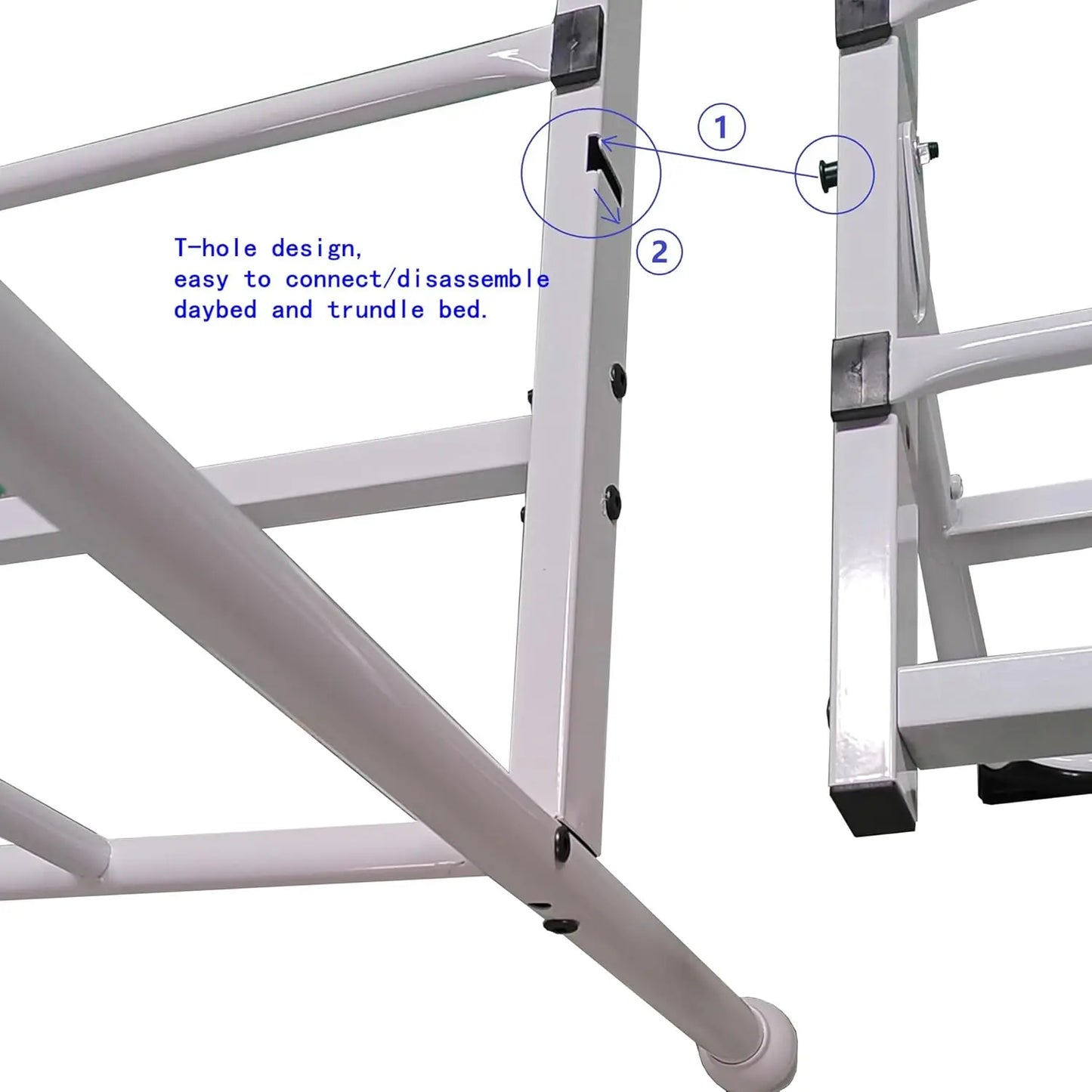 Bianxiang Metal Daybed With Pop Up Trundle And Sturdy Frame