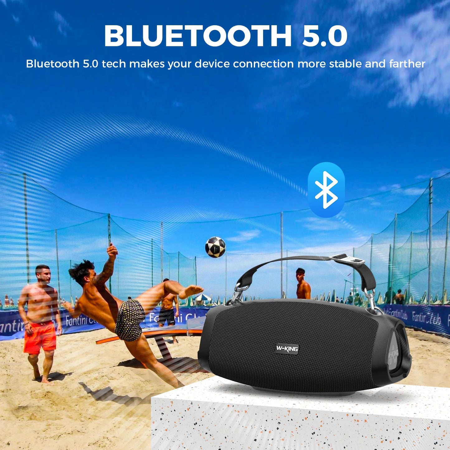 W-King Portable Bluetooth Speaker with Wireless Microphone Waterproof Outdoor