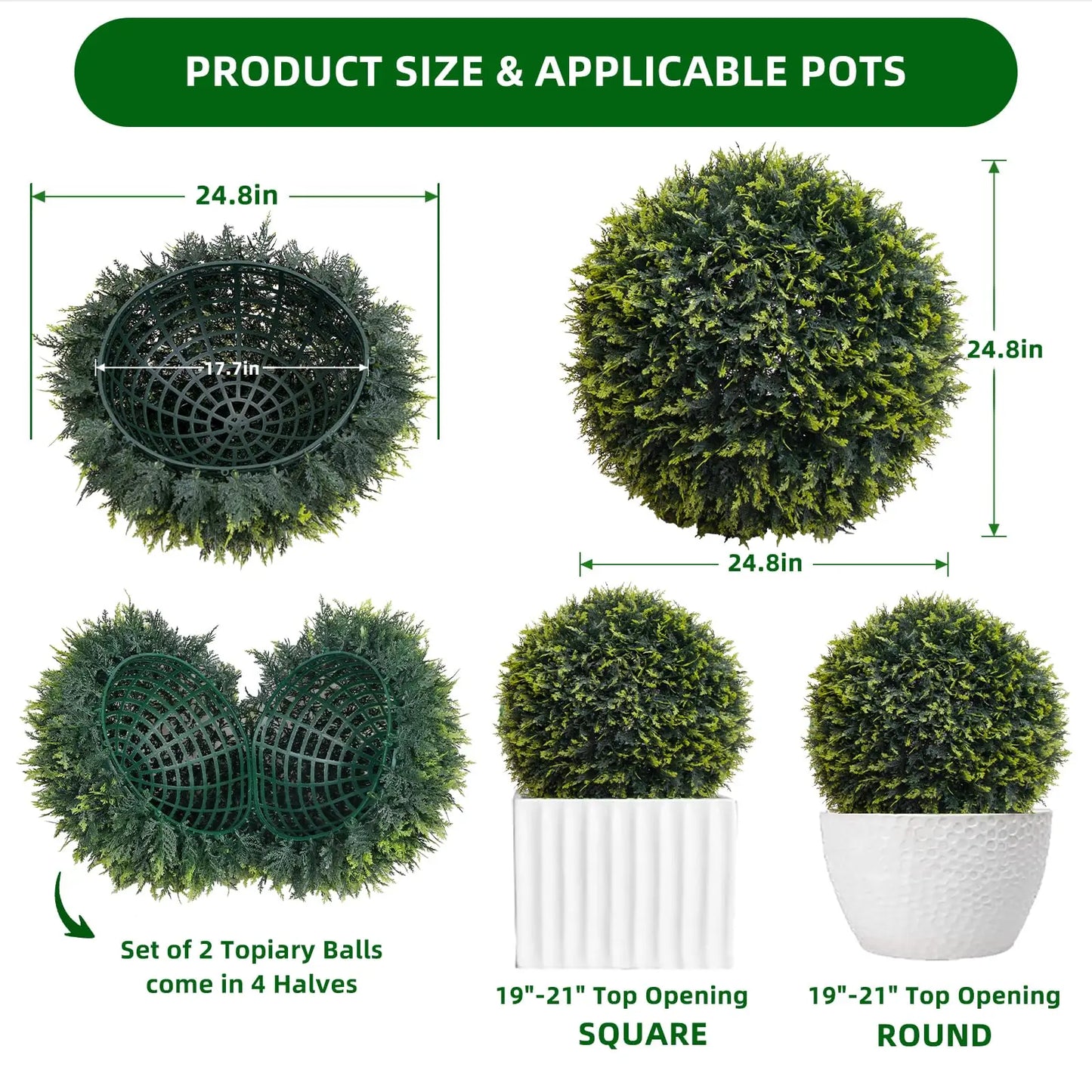StudysetCN Outdoor Topiary Balls Set of 2 for Wedding Decor