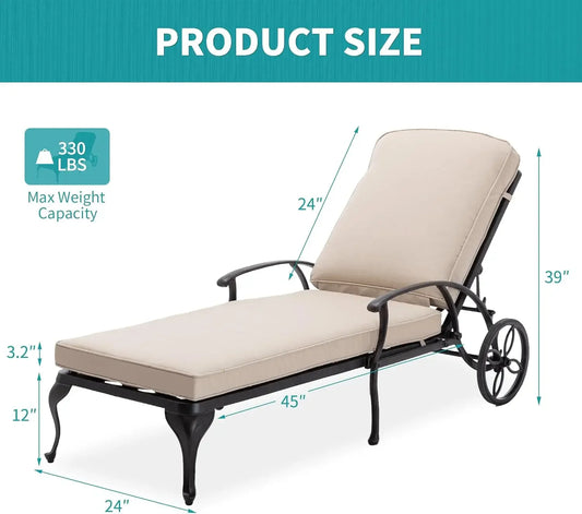 Adjustable Reclining Chaise Lounge With Cushion Poolside