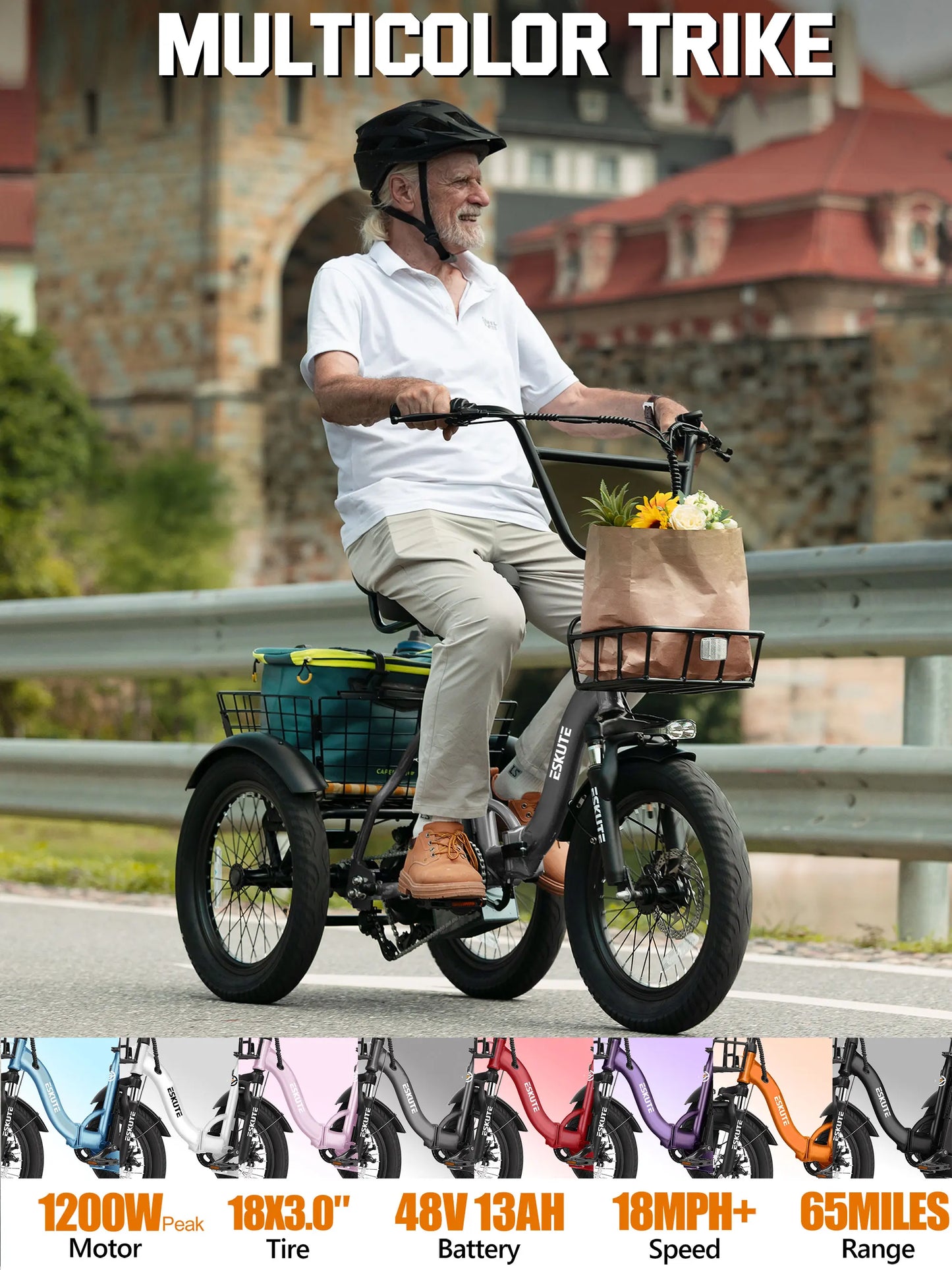 ESKUTE T300 Electric Trike With Foldable Frame And Fat Tires
