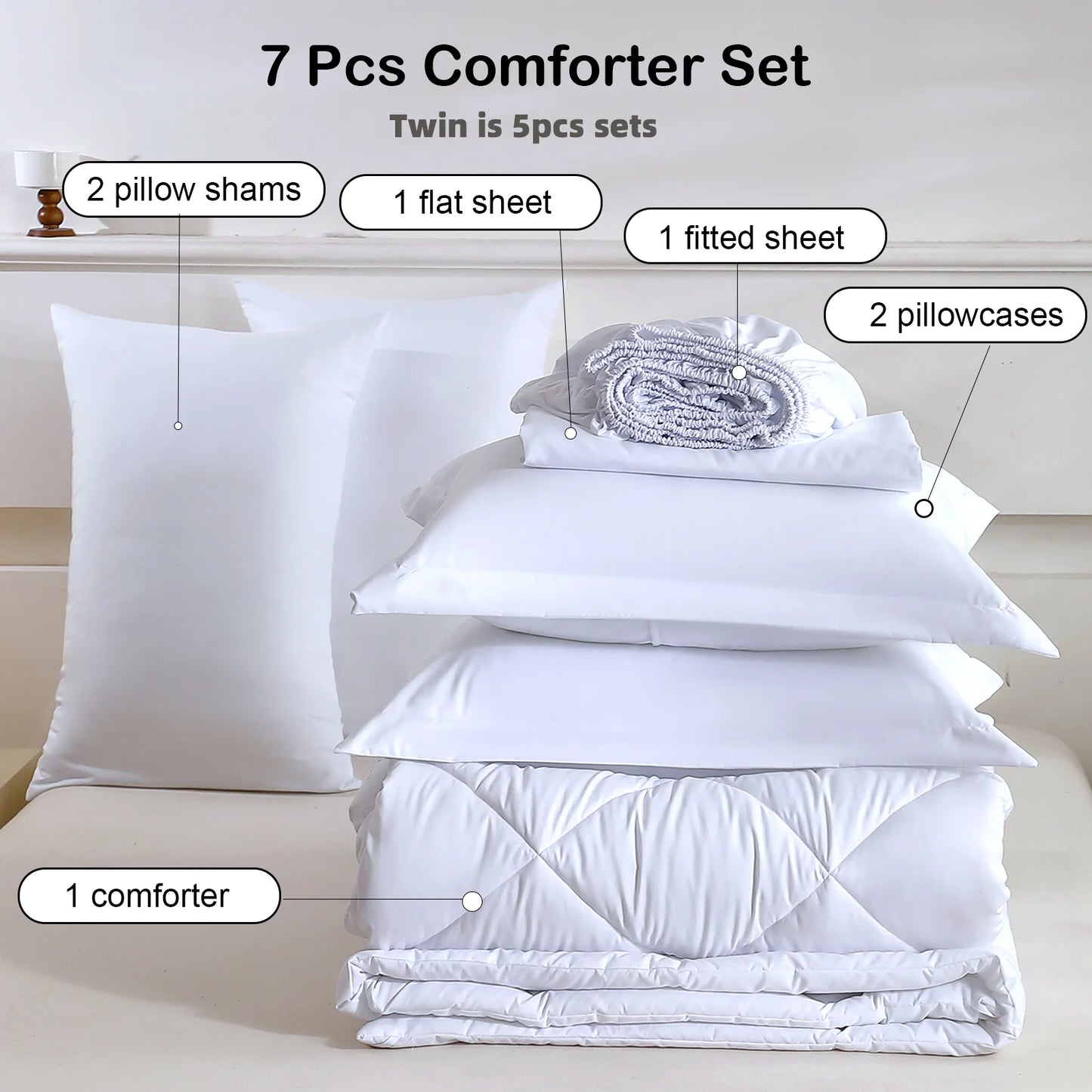 EasYum 7Piece Bedding Set Quilt Comforter and Sheets
