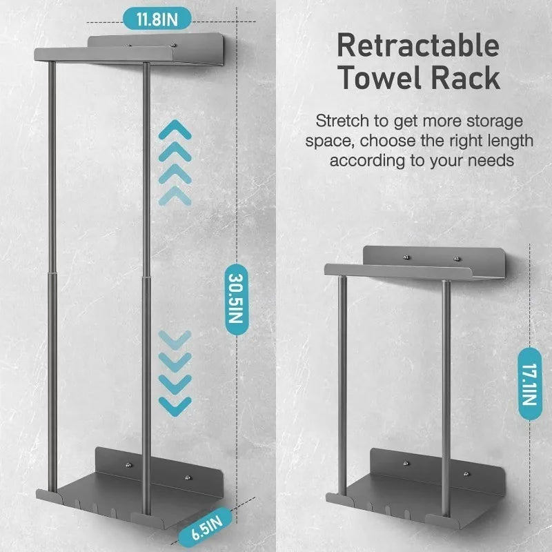 Stainless Steel Wall Mounted Towel Rack Double Arm